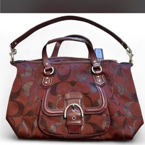 Coach Burgundy Campbell Shoulder bag and wristlet set